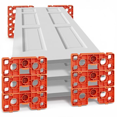 12-Pack Door Painting Stands, Stackable Paint Racks for Doors, Trim & Cabinet Doors, Elevate Panels for Painting & Drying, Space-Saving Design, Screws Included, Orange