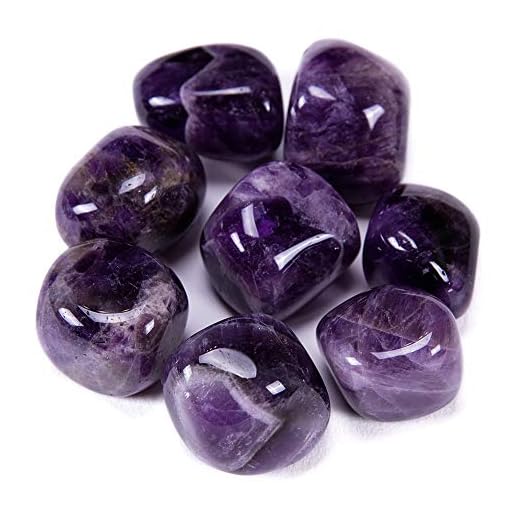 Bingcute Brazilian Tumbled Polished Natural Amethyst Stones 1/2 Ib For Wicca, Reiki, and Energy Crystal Healing (Amethyst)