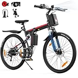 AOIHO E Bike, 26' E-Bike Klapprad mit 48V 374.4 Wh Abnehmbarer Akku, Bis zu 70 KM, E Fahrrad Herren Damen 250W Motor, 7 Gang Elektrofahrräder, E-Mountainbike LCD-Display, E-Klappfahrrad Erwachsene