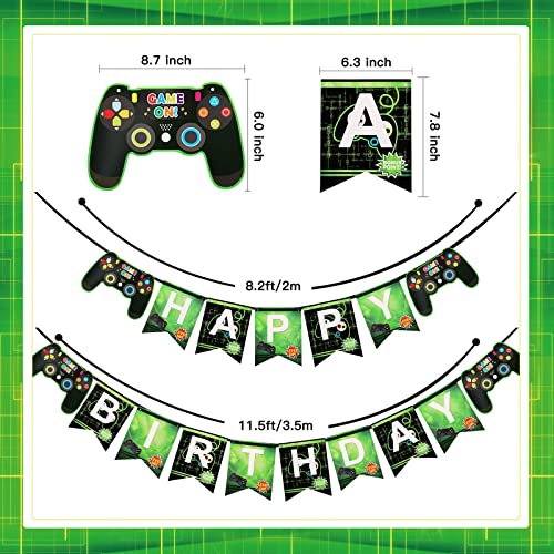 Garma Video Game Party Supplies, Gamer Birthday Decorations For Boys Including Green Black Balloons Garland Arch Kit Banner Hanging Sign Green Foil Fringe Curtains Gamepad Balloons #TOP3