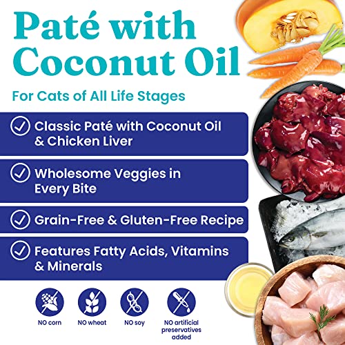 Image of Solid Gold Wet Cat Food Pate in Coconut Oil - Healthy Canned Cat Food Pate w /Real Chicken Liver, Omega Fatty Acids & Vitamins - Grain Free & Gluten Free Canned Meals for Cats & Kittens - 24ct /3oz