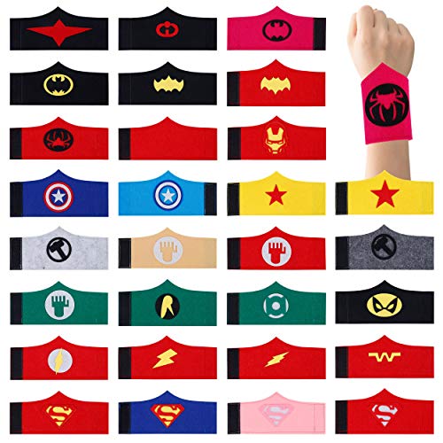 HONGXIN-SHOP Pulseiras de super-herói para meninos e meninas bracelete de Natal Halloween feltro de super-herói para festa de aniversário de super-herói pacote de 30