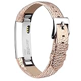 Vancle Fitbit Alta (HR) Band / Fitbit Alta HR 2017 Leather Wristband Adjustable Replacement Accessories Strap with Buckle for Fit bit Alta (Rose Gold)