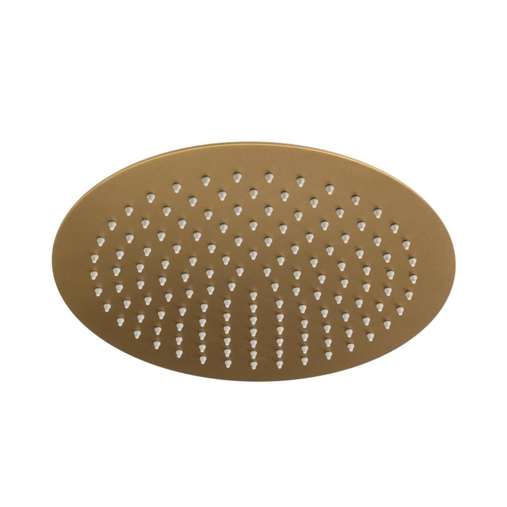 Vetrineinrete® Soffione doccia ultra slim tondo Ø25 cm oro satinato effetto pioggia attacco universale ½