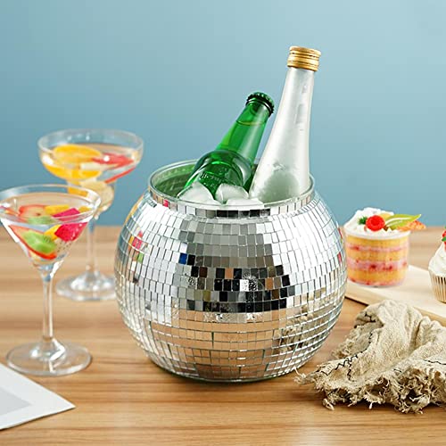 Disco Ice Bucket, Ice Cold Drinks For Home Bar Accessories, Silver Ice Storage Bucket For Wine Cocktail Beer Champagne Drinking Cooler, Night Club Retro Party Supplies #TOP5