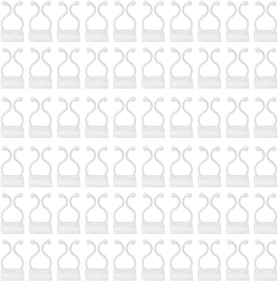 60 Pack Plant Wall Mount Clips for Climbing Plants, PP Plant Holder for Tiles Glass Marble, Space Saving Vine Wire Organizer for Indoor Outdoor Home Garden