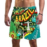 nakw88 Map of Brazil Herren Badehose Schnell Trocken Mode Badeanzug Strand Shorts mit Taschen, mehrfarbig, XXL Kurz