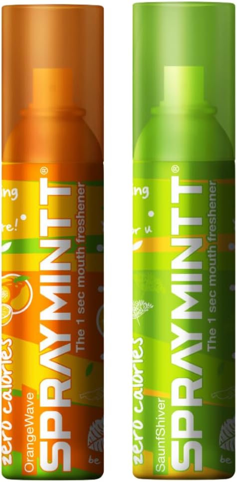 SPRAYMINTTMouth Freshener | 175+ sprays of instant long lasting with Zero Calories Freshness | Orangewave flavour + Saunfshiver flavour | 15g - Combo of 2