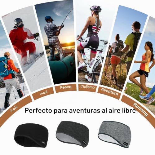 Miniatura 7 de Tagvo Invierno Cinta Para Pelo, 3 Piezas Térmico Orejeras, Elástico Calentadores De Orejas, Bandas Para La Cabeza Para Corriendo Hombres Y Mujeres Para Yoga, Ciclismo, Baloncesto, Fitness
