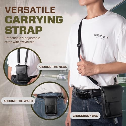 Hengwin Genuine Leather Small Crossbody Bag for Men Women, Cellphone Belt Pouch Bag, Travel Passport Wallet, Shoulder Holster (Black) by hengwin - Used condition - Image 6