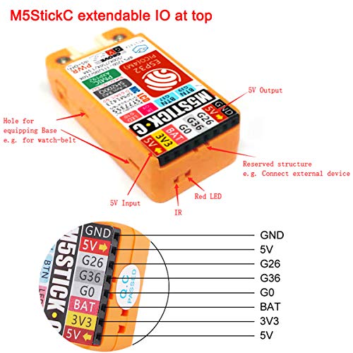 M5StickC ESP32 Mini IoT Development Board Official Blockly Module with Color 0.96 inch LCD Color Screen Display, Microphone, Grove Interface, Built-in 4MB Flash for Ar duino and UIFlow Programming