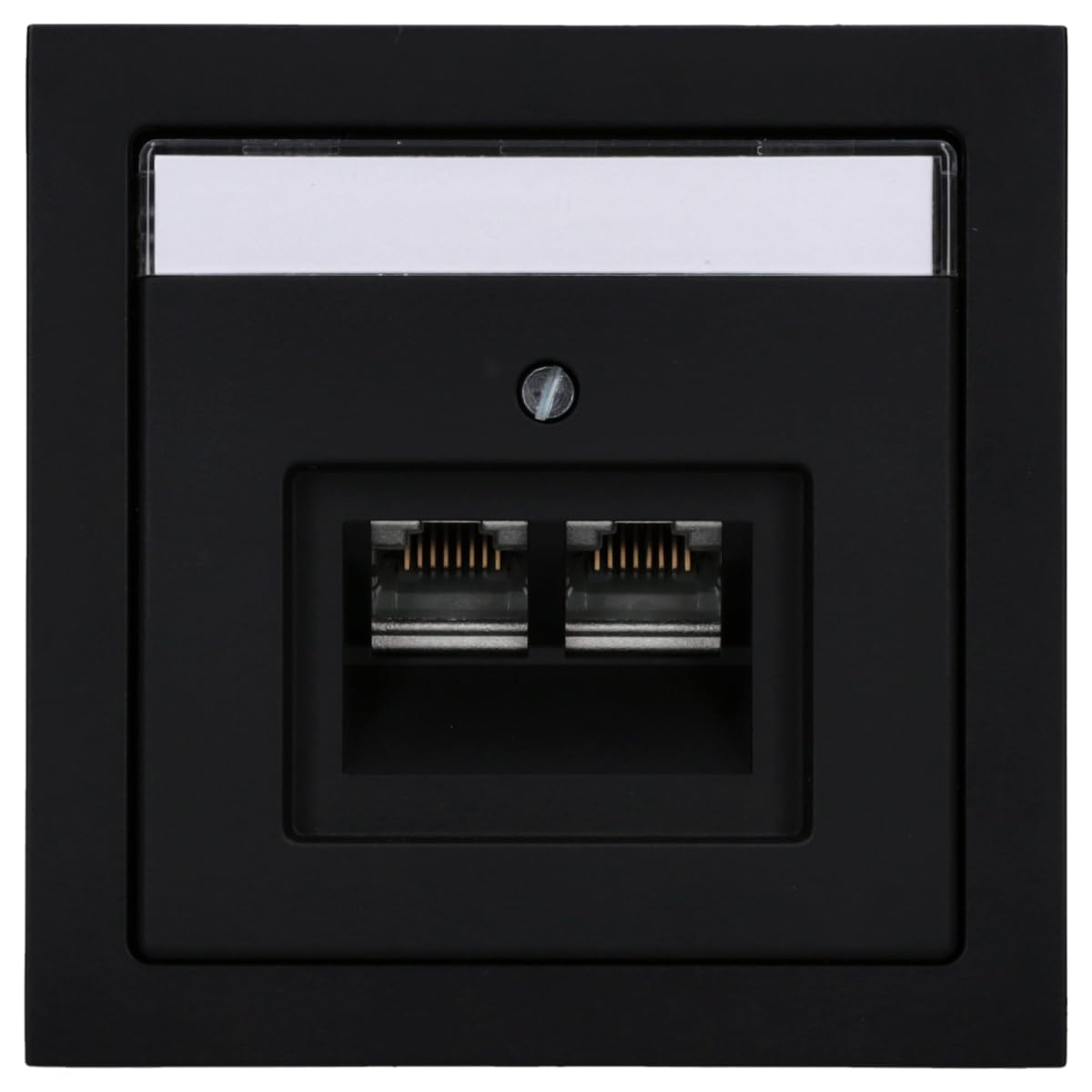 Busch-Jaeger future linear Komplett-Set: Rutenbeck Netzwerkdose 136104070 UAE-Cat.6A iso-8/8 Up 0 mit Zentralscheibe + 1721-885K Rahmen 1-fach schwarz matt