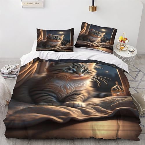 Ensemble linge de lit microfibre chat 3D aux finitions premium 240cm - 4