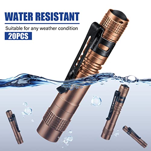 20 Pcs Mini Pen Light Flashlights, Pocket Flashlights Pen For Nurses With Clip Small Led Handheld Slim Torches For Outdoor Without Aaa Battery (Brown,3.54 Inch) #TOP3