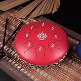 Yamaer Steel Tongue Drum 8 Notes 6 Inches Steel Hand Drum C-Key with Bag, Music Score, Drumsticks. (