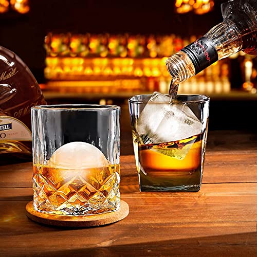 Nax Caki Ice Cube Molds Tray, Large Silicone Whiskey Ice Mold,2-In-1 Round Sphere Ice Ball Maker & Square Ice Trays For Cocktails, Bourbon, Whiskey Gifts For Men From Daughter Wife Son Kids #TOP1
