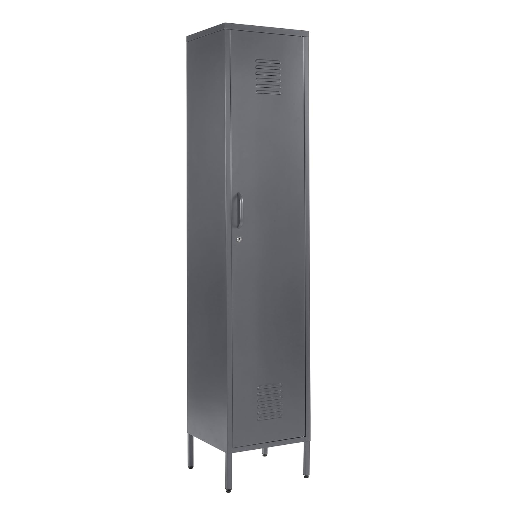 MMT Furniture Metal Locker Cabinet with Lockable Storage Cupboard Slim One Door (Gray, 180 cm)