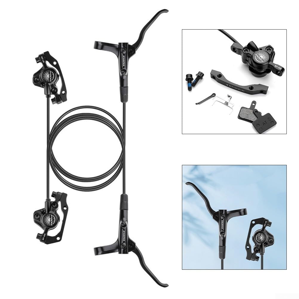 Kit Frein à Disque Hydraulique MT200 Double Piston – Pour VTT Et Vélo De Route – Levier Aluminium, Tuyaux PVC 800/1600 Mm – Disques 160/180 Mm – Noir