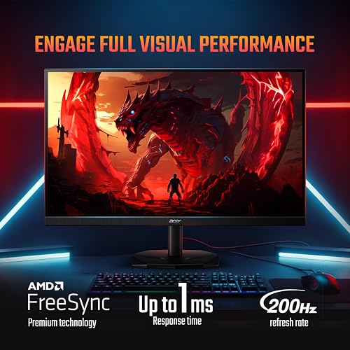 acer Nitro KG271 X1 27 Inch IPS Full HD Backlit LED Gaming Monitor I 0.5 MS Response I 200Hz Refresh Rate I SRGB 99%, HDR 10 I 2xHDMI, 1xDP I Stereo Speakers I AMD FreeSync Premium I Eye Care (Black) - Image 2