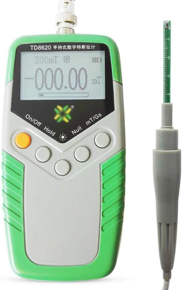 Digital Tesla Meter High Precision Gaussmeter Surface Magnetic Field Meter Tester Fluxmeter with Ns Function and Metal Probe 5% Accuracy Probe 0 to 2400mT 0 to 24000Gs Resolution 0.01mT 0.1Gs