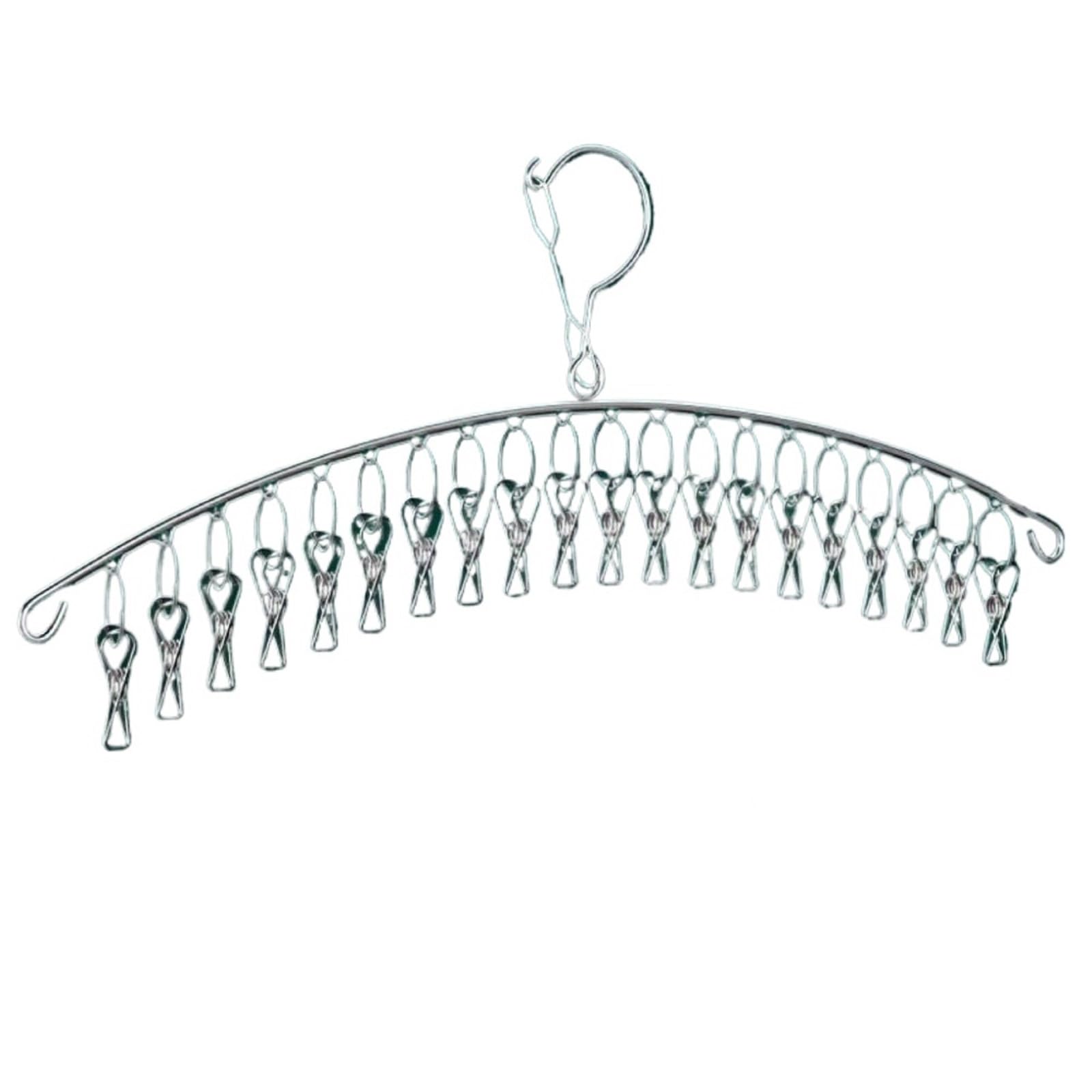 2pcs Stainless Steel Clothes Drying Hanger Windproof Clothing Rack Clips Sock Laundry Airer Underwear Socks Holder For Home