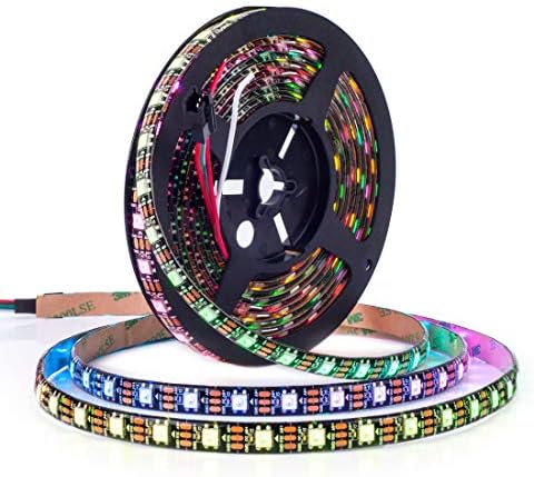 BTF-LIGHTING WS2812E ECO RGB Alloy Wires 5050SMD Individual Addressable 3.3FT 60Pixels/m Flexible Black PCB Full Color LED Pixel Strip Dream Color IP65 Waterproof DIY Projects Only DC5V