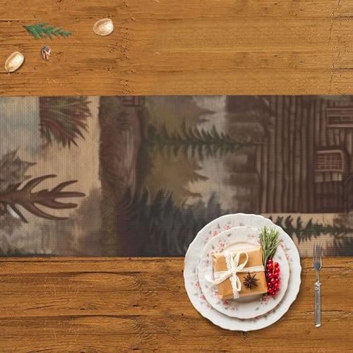 Chemin de table rustique ours et élan pour grand repas de famille - 6
