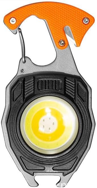 COB Keychain Work Light Keychain Flashlights 7 Light Modes 1600Lumen,Portable USB Rechargeable cob Work Light Emergency Light with Folding Bracket Bottle Opener and Magnet Base,Camping (Orange)