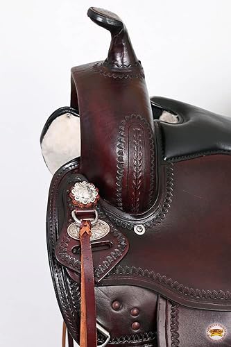 Miniatura 5 de HILASON Western Draft Horse Trail Pleasure American Sillín de cuero  Sillín de caballo  Sillín Western  Sillín de caballo de tiro  Sillín para