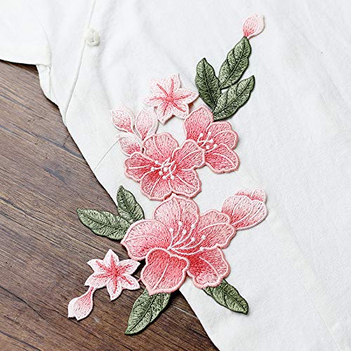 Sourcemall Sew On Lily Floral Patches, Embroidered Flower Appliques For Diy Clothing, Jackets, Jeans, Backpacks, Hats, Arts Craft Sew Making (Pink Lily) #TOP3