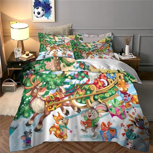 Housse de couette Noël hypoallergénique zippée pour lit simple