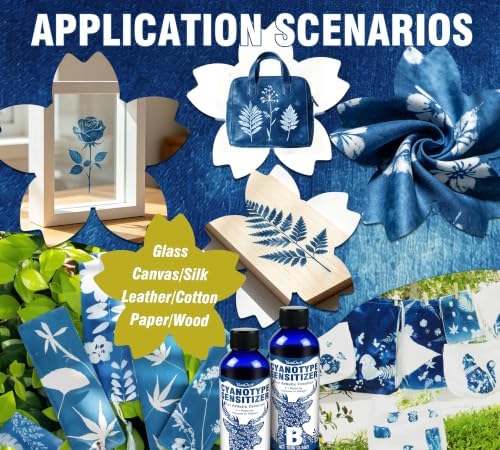 YumCraft Cyanotype Kit 200g 2-Part Sun Printing Sensitizer for Fabric Paper — view 4
