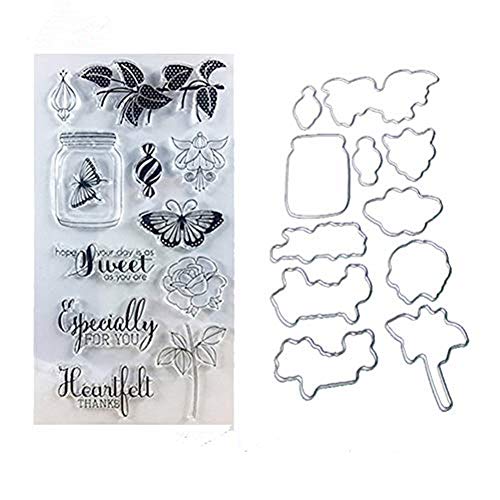 11 * 20cm Clear Cling Stamp and Cutting Die cuts Butterfly Flower WYSE Stamp Dies for Scrapbooking Card Making (vase)