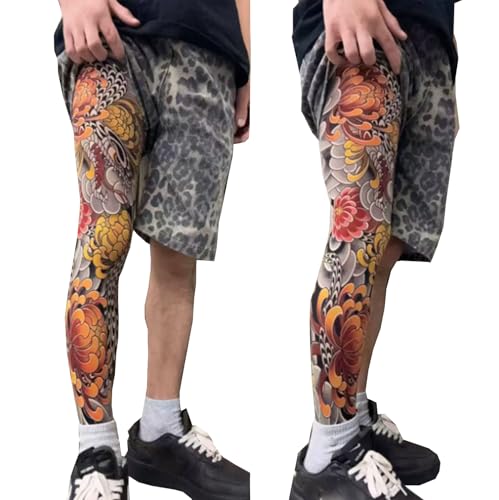 Tattoo Print Single Leg Stockings Cover Scars Premium Mock Patterned