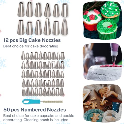 Cake Decorating Tools 246-Piece Piping Bags and Tips Set Cake Decorating Kit with 62 Piping Tips Cake Decorating Supplies with Frosting Tips and Bags Cupcake Decorating Kit Cookie Decorating Supplies - Thumbnail 4