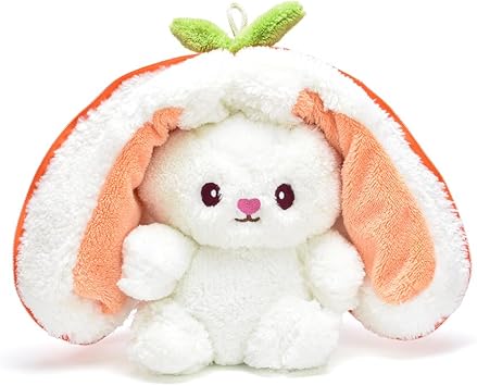 Özgüner Toy Strawberry Pillow Rabbit Plush - Refillable, Bag, Big Ears (Carrot)