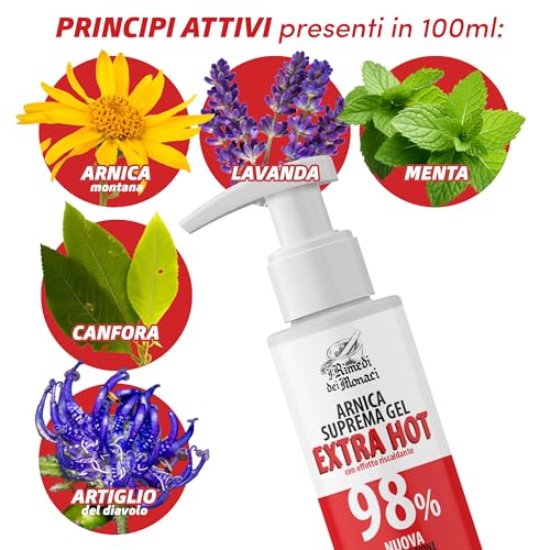 Arnica Suprema Gel 98% Super Hot – Formula Potenziata Con Arnica Montana, Artiglio Del Diavolo E Canfora – Sollievo Per Muscoli E Articolazioni – Crema Riscaldante, Extra Forte – 100Ml - 3