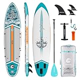 COOLCAA Dolphin Lite SUP Board 355 cm (extra grande) Stand Up Paddling Board Gonfiabile Stand Up Paddle Board con 86 cm Extra Larghezza, Tavola da pesca con accessori e borsa per il trasporto per