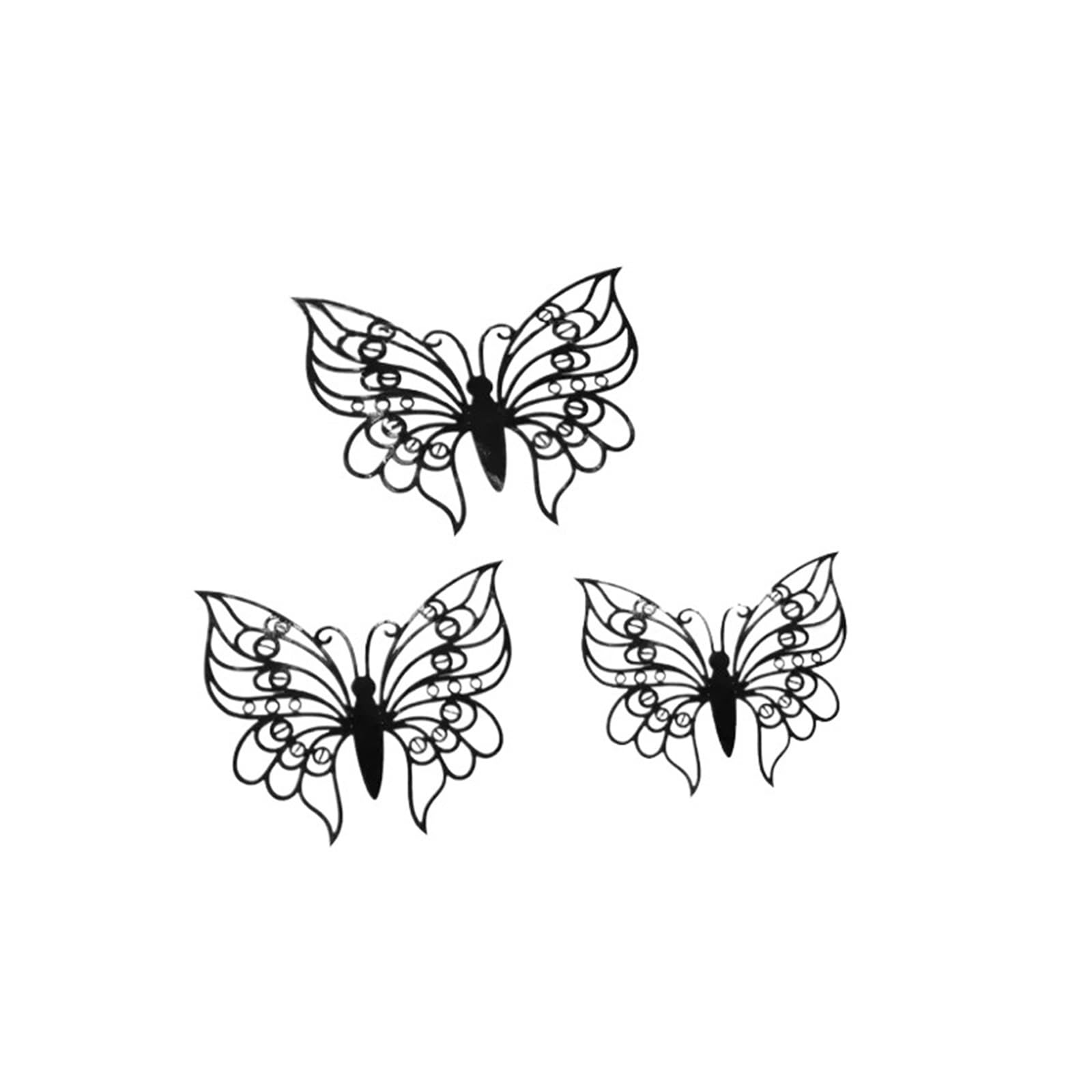 3D Butterfly Wall Decoration 12Pcs 3D Hollow Butterfly Wall Sticker Blue Red Black Wedding Decoration Living Room Home Decor Butterflies Decal Stickers(C Black)