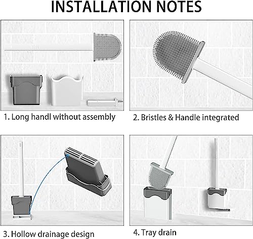 Flexer Silicone Toilet Brush, Silicone Toilet Brush And Holder Flat Head Flexer Brush For Toilet Rubber Toilet Brush, Deep Cleaning Flexersilicone Toilet Bowl Brush With Removable Bottom For Bathroom #TOP2