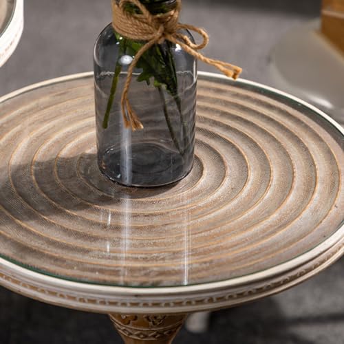 Table basse d'angle table d'appoint ronde en bois massif pour décor de salon moderne - 5