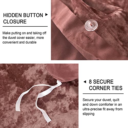 Phf Truly Velvet Duvet Cover Set King Size, 3Pcs Ultra Soft Breathable Comforter Cover Set, Luxury Cozy Flannel Duvet Cover With Pillow Shams Bedding Collection, 104" X 90", Burgundy/Rust Red #TOP4