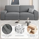 Yaheetech Sofa 212 x 81 cm Polstersofa aus Cordstoff mit Abnehmbare Kissen und Rückenlehnen Couch mit Breite Armlehnen für Wohnzimmer/Schlafzimmer/Spielzimmer Dunkelgrau