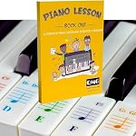 QMG Color Piano and Keyboard Stickers and Complete Color Note Piano Music Lesson and Guide Book