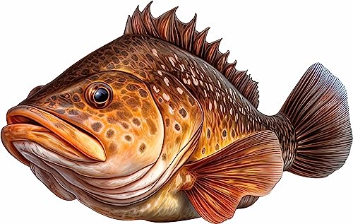 Grouper Beautiful Fish Decal | Fishing Decal for Boat, Car, Vehicle, Truck Etc | Waterproof Vinyl Sticker | Many Sizes & Styles Available | 12