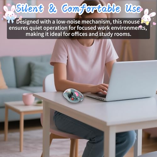 Image of elec Space Cute Wireless USB C Mouse - Bluetooth Triple Mode Rechargeable Cartoon Mouse for Laptops, iPads & MacBook Air /Pro - Silent Operation, Portable Design, Unique Magnetic Character (Green)