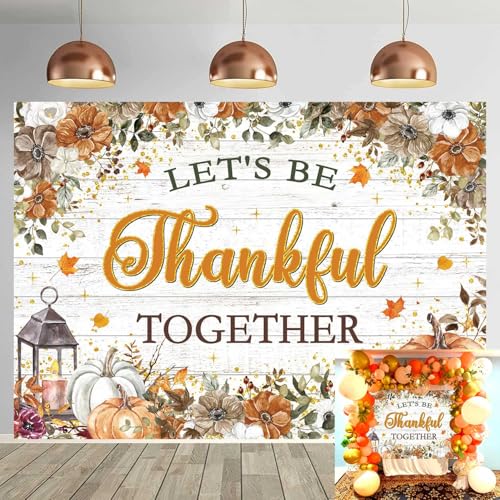 Toile de fond Thanksgiving 2,1x1,5m | Décoration d'Automne Citrouilles et Fleurs pour Fête Réussie