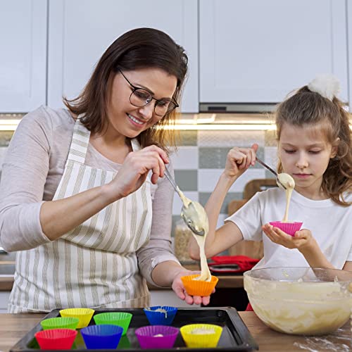 Sawysine 90 Pcs Silicone Baking Cups Bulk Cupcake Liners Muffin Mini Dessert Reusable Nonstick Food Molds Pastry Kitchen Supplies Round Rectangular Square Christmas Xmas Party #TOP2