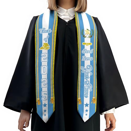 MonkeyVan Personalized Graduation Stole for Guatemalan Senior, Guatemala Flag Graduation Sash Class of 2025 Grad Gifts S46