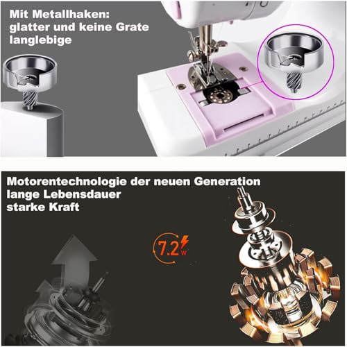 Miniatura 5 de Máquina De Coser Para Principiantes Con 2 Pliegues De Doble Hilo Coser Con 12 Puntadas Incorporadas Mini Máquina De Coser Máquina De Coser Doméstica Máquina De Coser Eléctrica Portátil